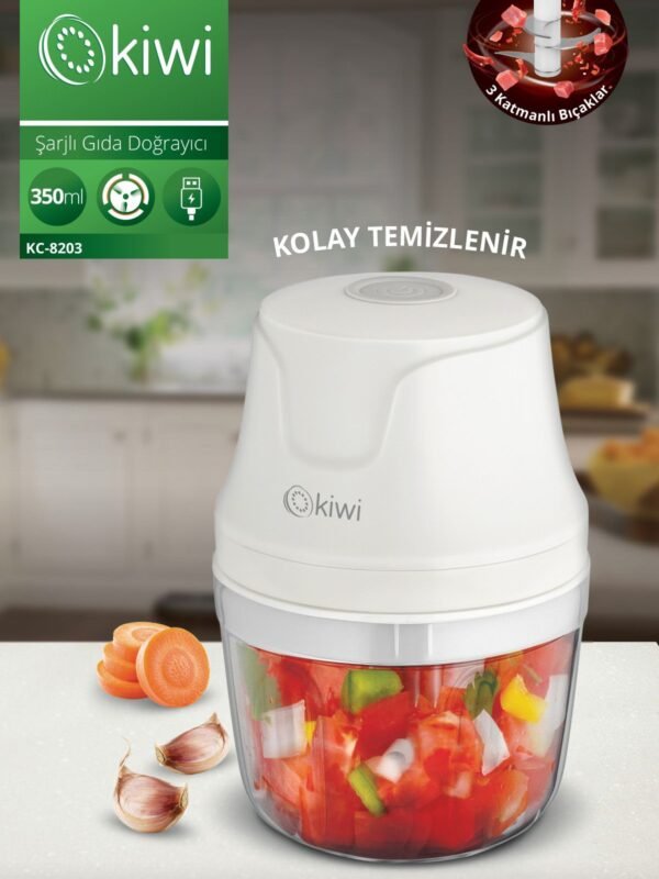 Kiwi Kc8203 3 Bıçaklı 350 ML Şarjlı Gıda Doğrayıcı Blender